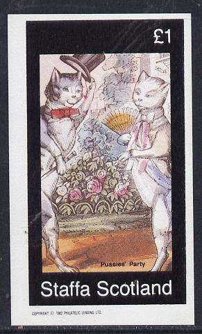 Staffa 1982 Cats From fairy Tales (Pussies' Party) imperf souvenir sheet (Â£1 value) unmounted mint, stamps on , stamps on  stamps on cats    fairy tales    literature 