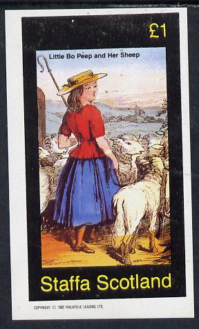 Staffa 1982 Fairy Tales (Little Bo Peep #1) imperf souvenir sheet (£1 value) unmounted mint, stamps on fairy tales    literature 
