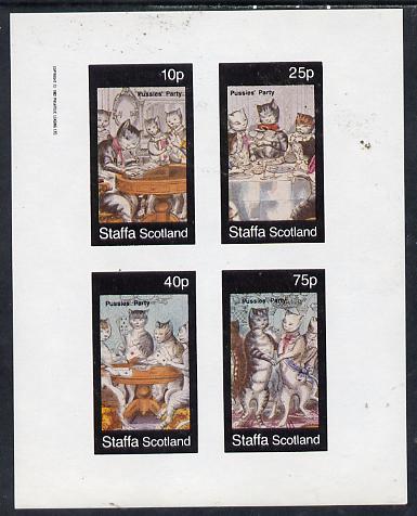 Staffa 1982 Cats From Fairy Tales (Pussies' Party #2) imperf  set of 4 values (10p to 75p) unmounted mint, stamps on , stamps on  stamps on fairy tales    literature     cats