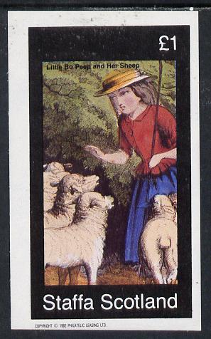 Staffa 1982 Fairy Tales (Little Bo Peep #2) imperf souvenir sheet (£1 value) unmounted mint, stamps on fairy tales    literature 