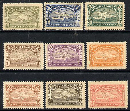 Dominican Republic 1900 Map of Hispaniola complete set of 9 Forgeries unmounted mint, stamps on , stamps on  stamps on maps