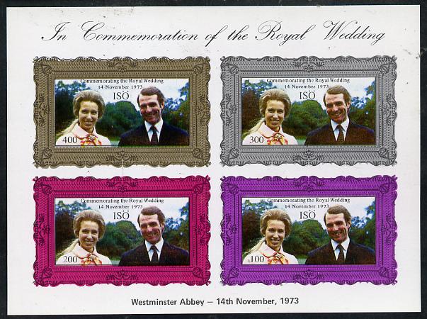 Iso - Sweden Commemoration sheet depicting the Iso 1973 Royal Wedding set of 4 unmounted mint, stamps on royalty      anne & mark, stamps on  iso , stamps on 