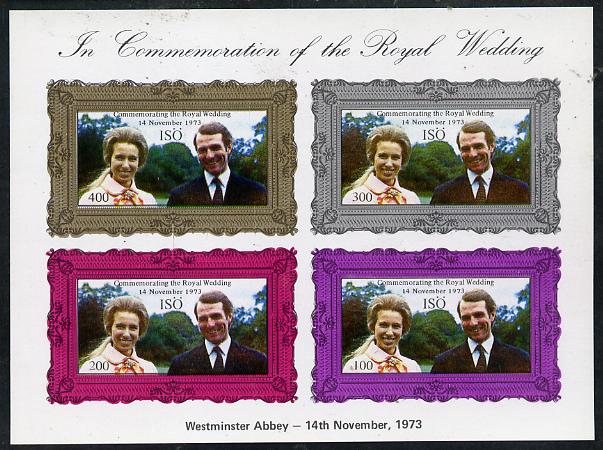 Iso - Sweden Commemoration sheet depicting the Iso 1973 Royal Wedding set of 4 unmounted mint, stamps on , stamps on  stamps on royalty      anne & mark, stamps on  stamps on  iso , stamps on  stamps on 