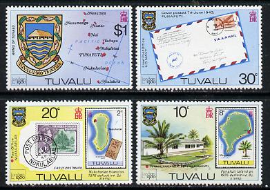 Tuvalu 1980 London 1980 Stamp Exhibitions perf set of 4 unmounted mint, SG 143-6, stamps on , stamps on  stamps on maps, stamps on  stamps on stamp exhibitions, stamps on  stamps on stamponstamp