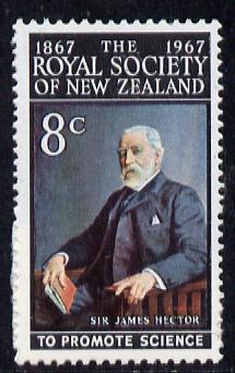 New Zealand 1967 Centenary of Royal Society 8c (Sir James Hector) unmounted mintunmounted mint, SG 882*, stamps on , stamps on  stamps on personalities