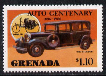 Grenada 1986 Centenary of Motoring $1.10 (1930 Stoewer) unmounted mint SG 1561*, stamps on , stamps on  stamps on stoewer