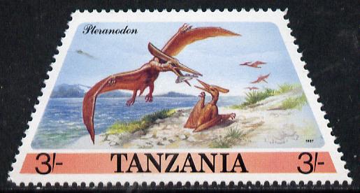 Tanzania 1988 Pteranodon 3s (from Prehistoric & Modern Animals set of 8) SG 551 (tete-beche horiz pairs available pro rata) unmounted mint, stamps on , stamps on  stamps on dinosaurs