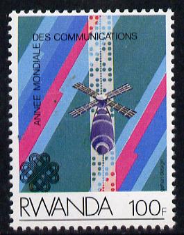 Rwanda 1984 Communications 100f (Satellite & Computer Tape) SG 1193*, stamps on , stamps on  stamps on computers