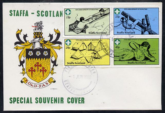 Staffa 1982 75th Anniversary of Scouting perf set of 4 on cover with first day cancel, stamps on , stamps on  stamps on scouts