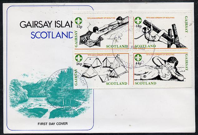 Gairsay 1982 75th Anniversary of Scouting perf set of 4 on cover with first day cancel, stamps on , stamps on  stamps on scouts