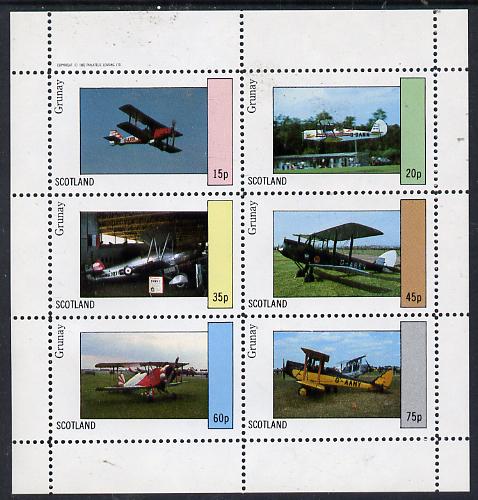 Grunay 1982 Bi-Planes #2 perf set of 6 values (15p to 75p) unmounted mint, stamps on , stamps on  stamps on aviation