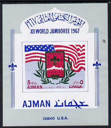 Ajman 1967 Scouts (showing flag) imperf m/sheet , unmounted mintMi BL 15B, stamps on flag  scouts  