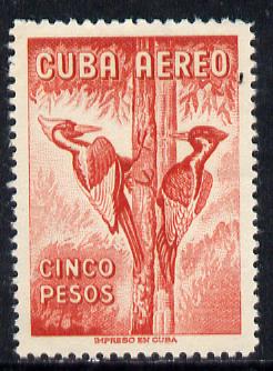 Cuba 1956 Woodpecker 5p red (from Air set) unmounted mint SG 782, stamps on , stamps on  stamps on birds       woodpeckers