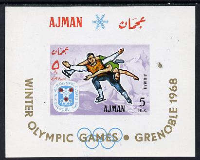 Ajman 1967 Winter Olympics imperf m/sheet unmounted mint (Mi BL 18) , stamps on , stamps on  stamps on sport     olympics