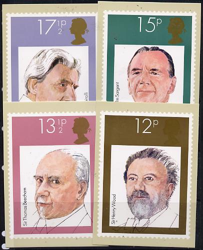 Great Britain 1980 British Conductors set of 4 PHQ cards unused and pristine, stamps on , stamps on  stamps on music, stamps on  stamps on personalities