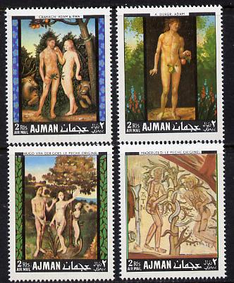 Ajman 1968 Adam & Eve Paintings perf set of 4 unmounted mint, Mi 281-4A, stamps on arts    nudes      oldt, stamps on judaica