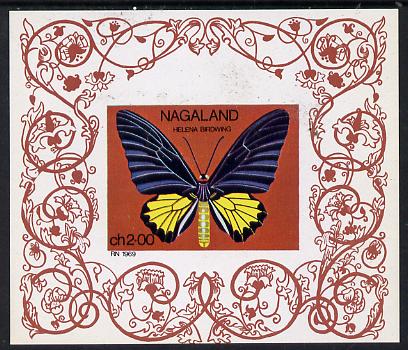 Nagaland 1971 Butterfly (Helena Birdwing) imperf Miniature sheet (2ch value) unmounted mint, stamps on , stamps on  stamps on butterflies 