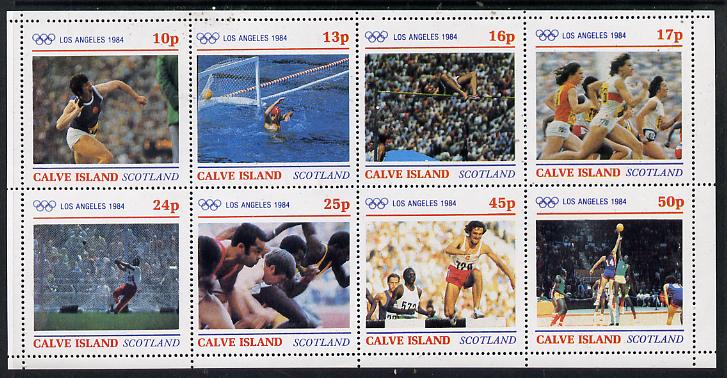 Calve Island 1984 Los Angeles Olympic Games perf  set of 8 values (10p to 50p) unmounted mint, stamps on olympics     shot    water polo    high jump    running   hammer    basketball