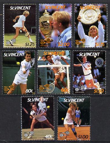 St Vincent 1987 International Tennis Players set of 8 unmounted mint, SG 1057-64*, stamps on sport     tennis