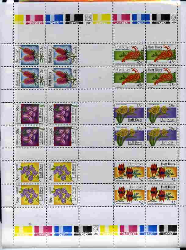 Cinderella - Hutt River Province 1986 Wild Flowers complete sheet of 24 (4 sets of 6) unmounted mint , stamps on flowers