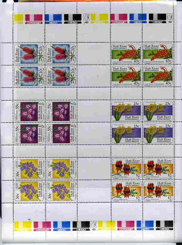 Cinderella - Hutt River Province 1986 Wild Flowers complete sheet of 24 (4 sets of 6) unmounted mint , stamps on flowers