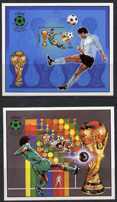 Libya 1982 Football World Cup set of 2 imperf m/sheets (Mi BL 61-62B) unmounted mint, stamps on football   sport 