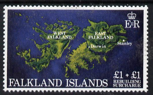 Falkland Islands 1982 Rebuilding Fund 1 + 1 unmounted mint, SG 430, stamps on maps