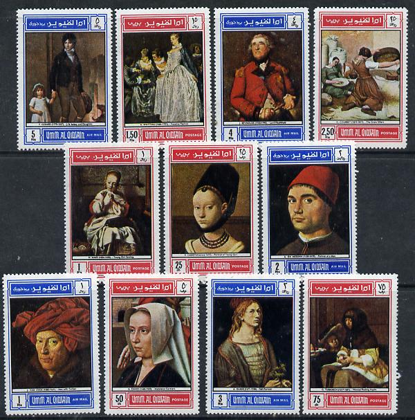Umm Al Qiwain 1968 Paintings perf set of 11 unmounted mint, Mi 243-53A , stamps on arts, stamps on david, stamps on durer, stamps on reynolds