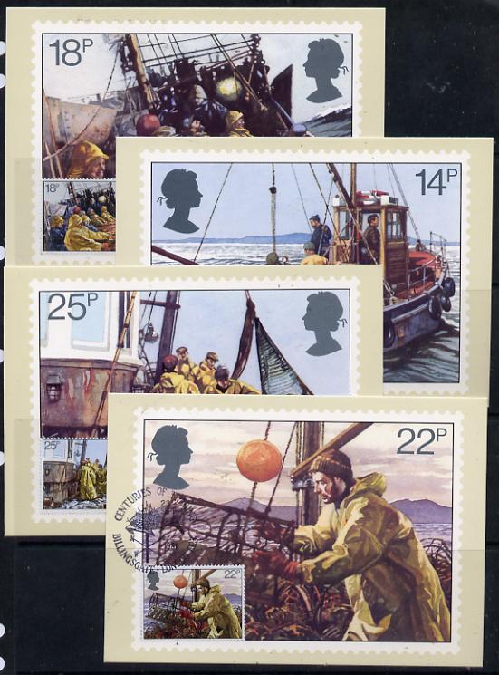 Great Britain 1981 Fishing Industry set of 4 PHQ cards with appropriate stamps each very fine used with first day cancels, stamps on fishing