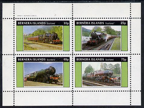 Bernera 1982 Steam Locos #05 perf  set of 4 values (10p to 75p) unmounted mint, stamps on , stamps on  stamps on railways