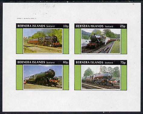 Bernera 1982 Steam Locos #05 imperf  set of 4 values (10p to 75p) unmounted mint , stamps on railways