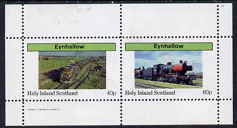 Eynhallow 1982 Steam Locos #08 perf  set of 2 values (40p & 60p) unmounted mint, stamps on , stamps on  stamps on railways