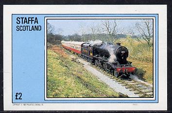 Staffa 1982 Steam Locos #04 imperf deluxe sheet (£2 value) unmounted mint, stamps on railways