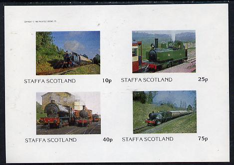 Staffa 1982 Steam Locos #05 imperf  set of 4 values (10p to 75p) unmounted mint , stamps on , stamps on  stamps on railways