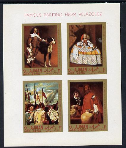 Ajman 1968 Paintings by Velazquez imperf m/sheet unmounted mint, Mi BL 22B, stamps on arts, stamps on renaissance