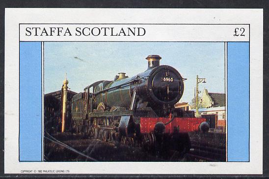 Staffa 1982 Steam Locos #05 imperf deluxe sheet (£2 value) unmounted mint, stamps on railways