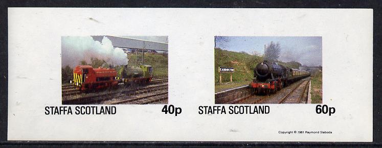 Staffa 1981 Steam Locos #01 imperf  set of 2 values unmounted mint, stamps on , stamps on  stamps on railways