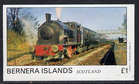 Bernera 1982 Steam Locos #06 imperf souvenir sheet (£1 value) unmounted mint, stamps on railways