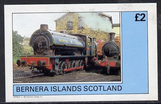 Bernera 1982 Steam Locos #06 (Worth Valley Saddle tank) imperf deluxe sheet (£2 value) unmounted mint, stamps on railways