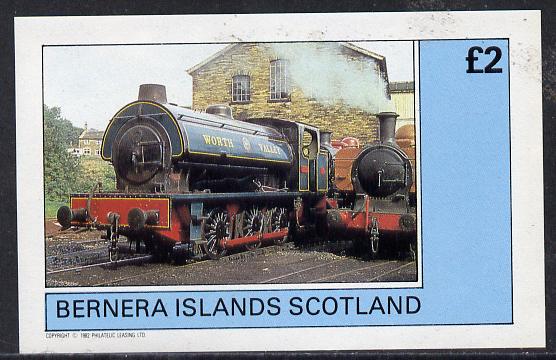 Bernera 1982 Steam Locos #06 (Worth Valley Saddle tank) imperf deluxe sheet (Â£2 value) unmounted mint, stamps on , stamps on  stamps on railways