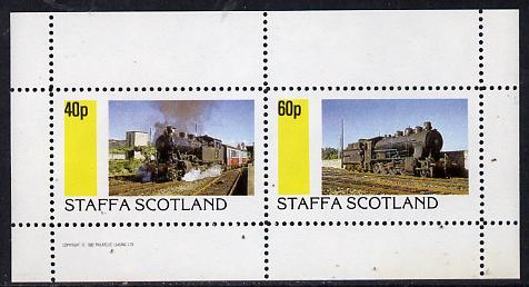 Staffa 1982 Steam Locos #06 perf  set of 2 values (40p & 60p) unmounted mint, stamps on , stamps on  stamps on railways