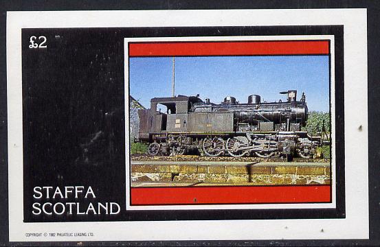 Staffa 1982 Steam Locos #06 imperf deluxe sheet (£2 value) unmounted mint, stamps on railways