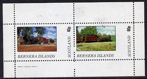 Bernera 1982 Steam Locos #07 perf  set of 2 values (40p & 60p) unmounted mint, stamps on , stamps on  stamps on railways