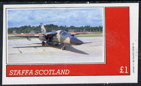 Staffa 1982 Military Jets imperf souvenir sheet (£1 value)  unmounted mint, stamps on aviation