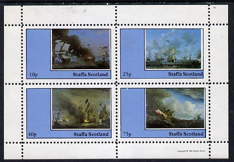 Staffa 1981 Paintings of Sea Battles perf  set of 4 values (10p to 75p) unmounted mint, stamps on ships, stamps on battles, stamps on militaria, stamps on arts