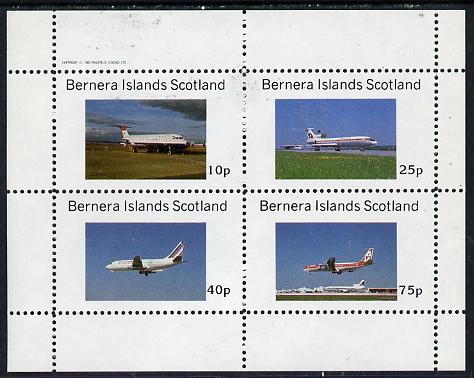 Bernera 1982 Airliners perf  set of 4 values (10p to 75p) unmounted mint, stamps on , stamps on  stamps on aviation