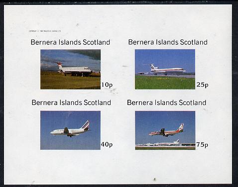 Bernera 1982 Airliners imperf  set of 4 values (10p to 75p) unmounted mint, stamps on , stamps on  stamps on aviation