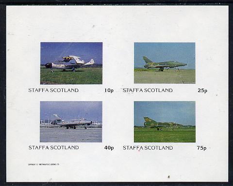 Staffa 1982 Military Jets #2 imperf  set of 4 values (10p to 75p) unmounted mint , stamps on , stamps on  stamps on aviation