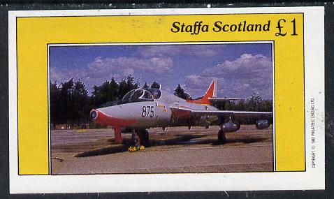 Staffa 1982 Military Jets #2 imperf souvenir sheet (£1 value)  unmounted mint, stamps on aviation