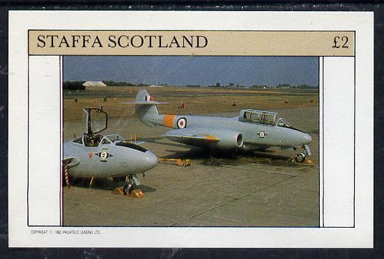 Staffa 1982 Military Jets #2 imperf deluxe sheet (£2 value) unmounted mint, stamps on aviation